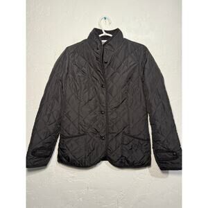 St Johns Bay black quilted flannel lined button down jacket womens small barn